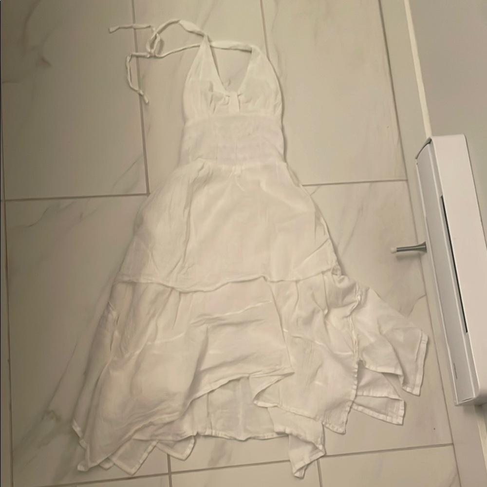 Elegant White Halter Dress